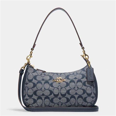 coach navy blue shoulder bag|light blue coach shoulder bag.